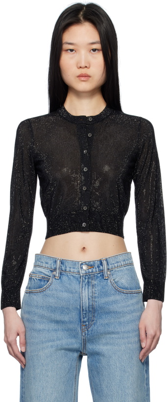 Photo: Alexander Wang Black Cropped Bead Hotfix Cardigan