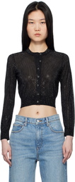 Alexander Wang Black Cropped Bead Hotfix Cardigan