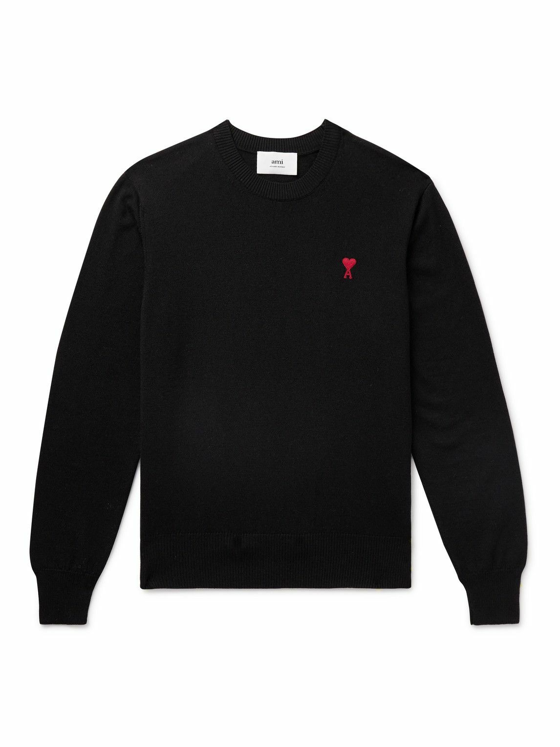 AMI PARIS - ADC Logo-Embroidered Merino Wool Sweater - Black AMI