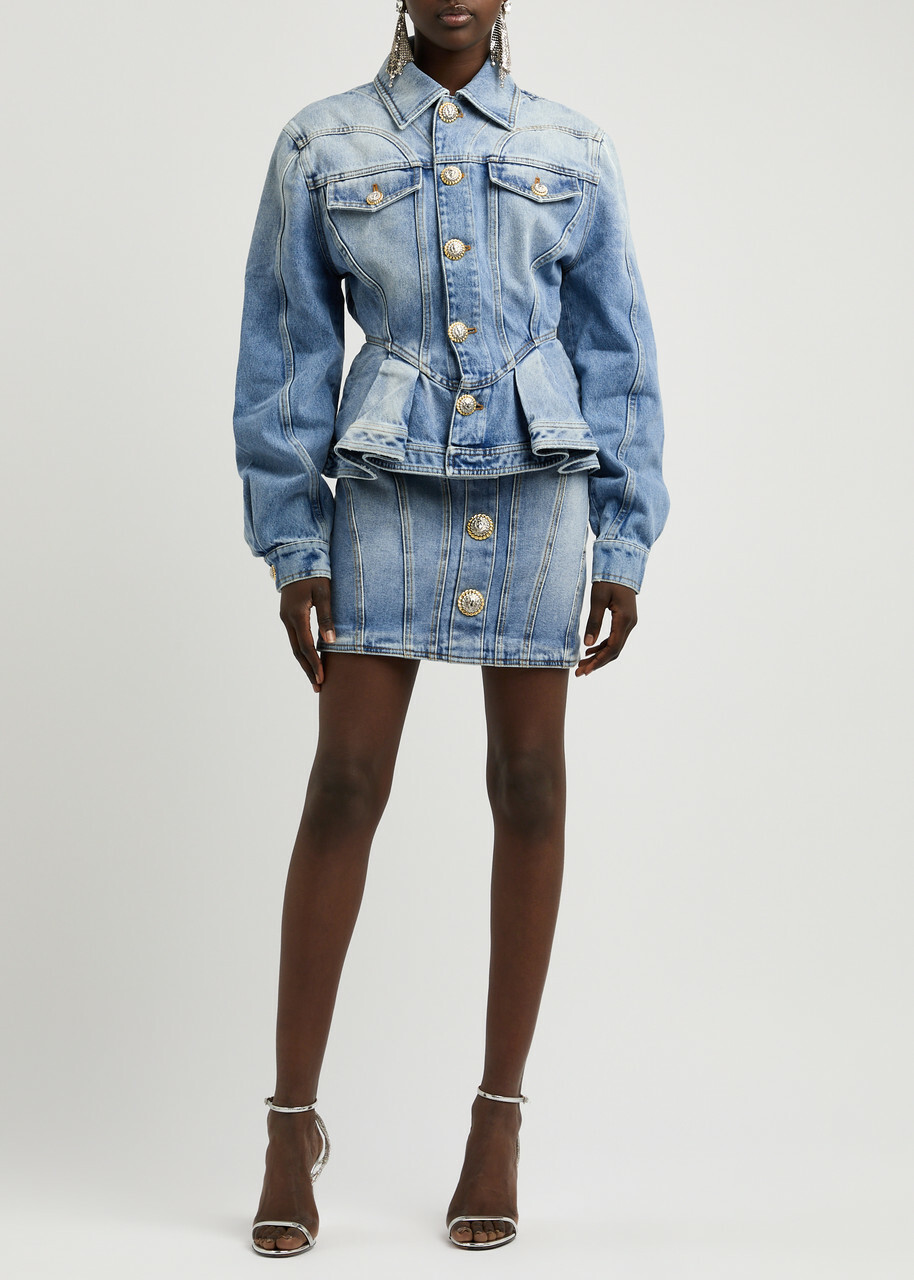 Balmain Peplum Denim Jacket