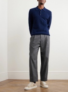 Mr P. - Honeycomb-Knit Wool Polo Shirt - Blue