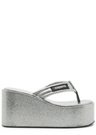Coperni 90 Glittered Platform Wedge Sandals Silver