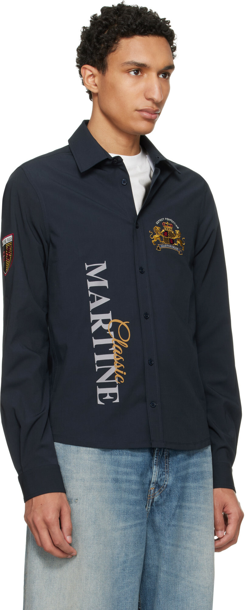 Martine Rose Navy Sleazy Sports Shirt