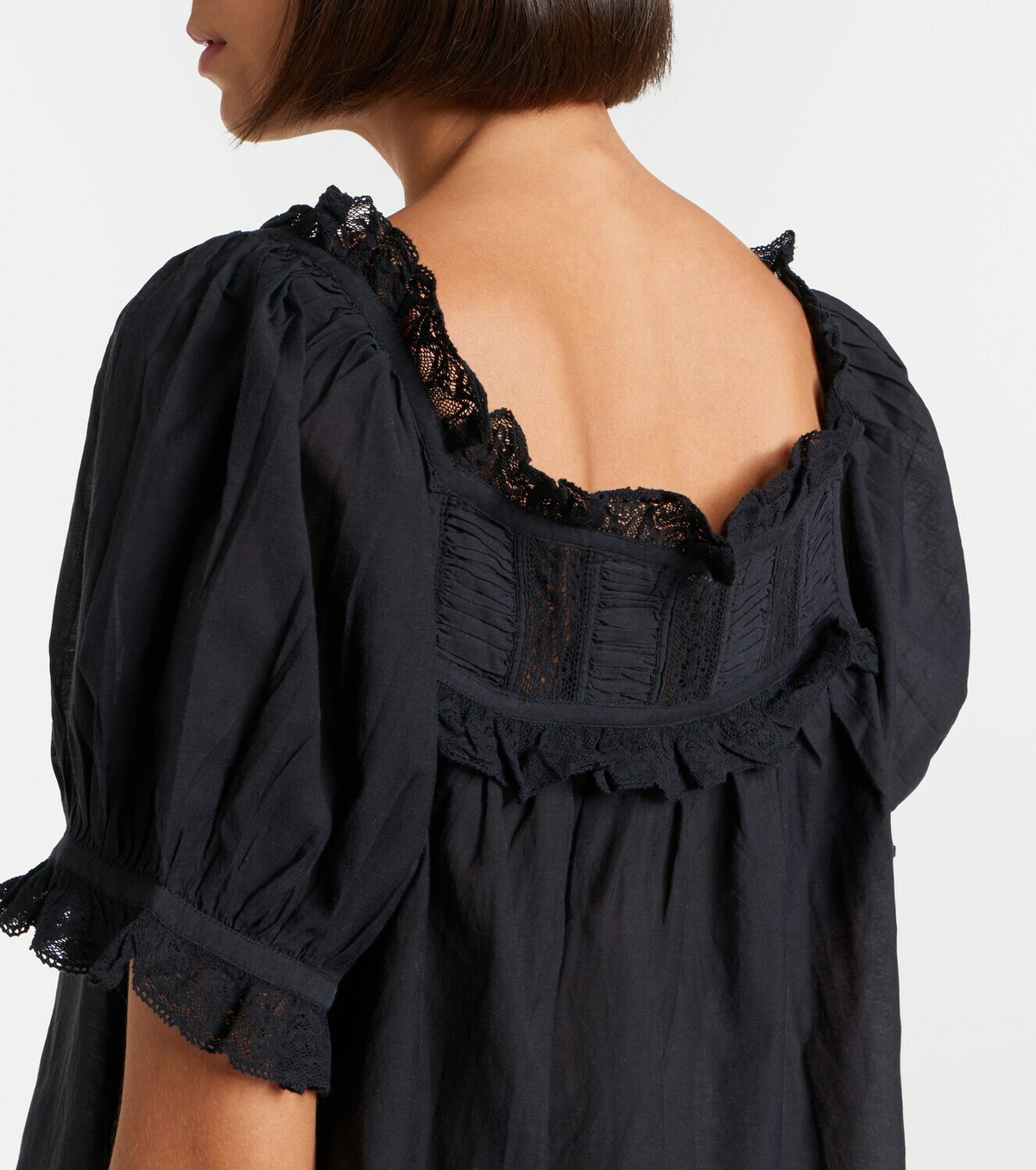 Dôen Frances lace-trimmed cotton-blend top