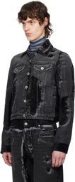 Jean Paul Gaultier Black 'The Flocked' Denim Jacket