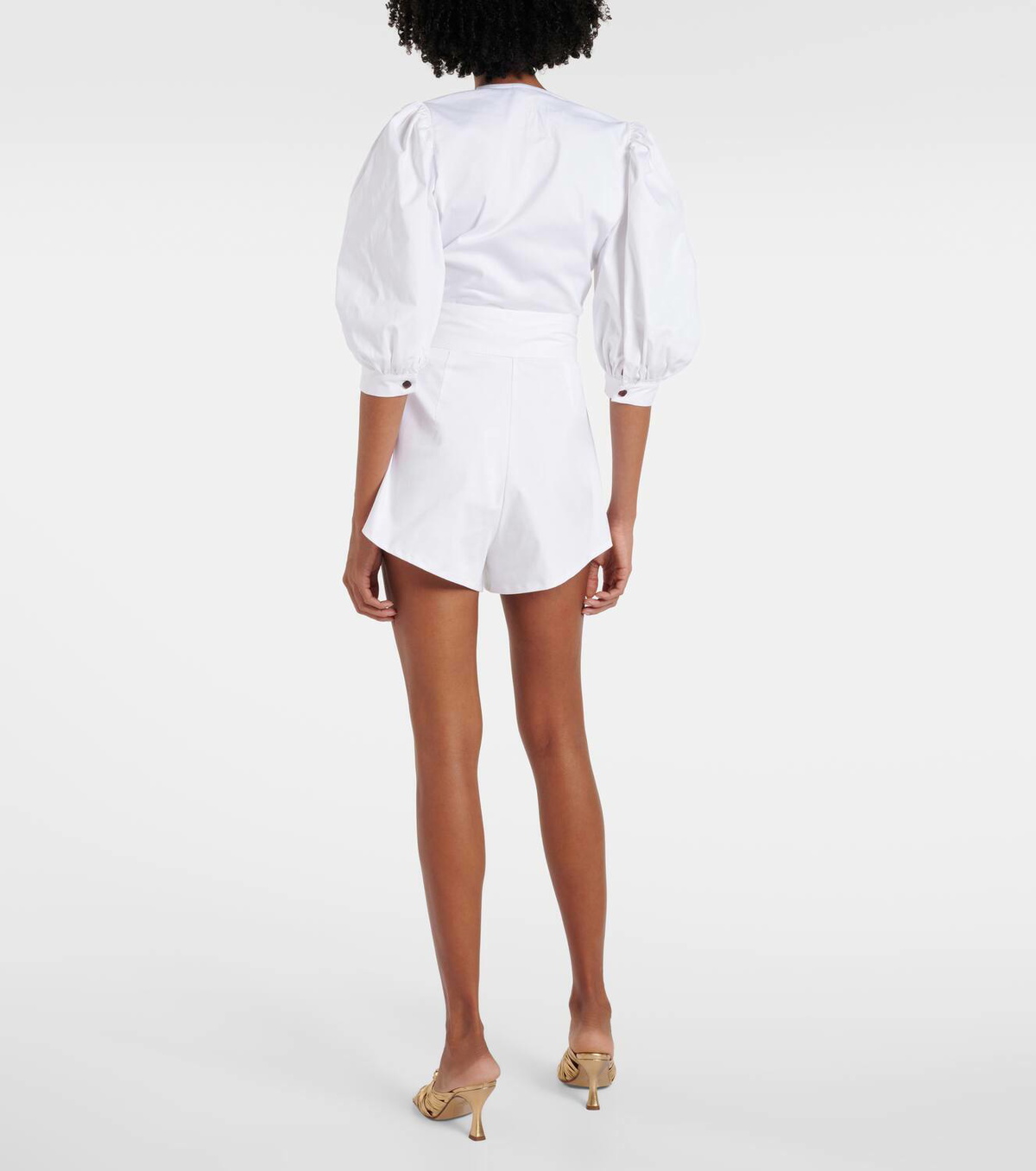 Adriana Degreas High-rise cotton-blend shorts