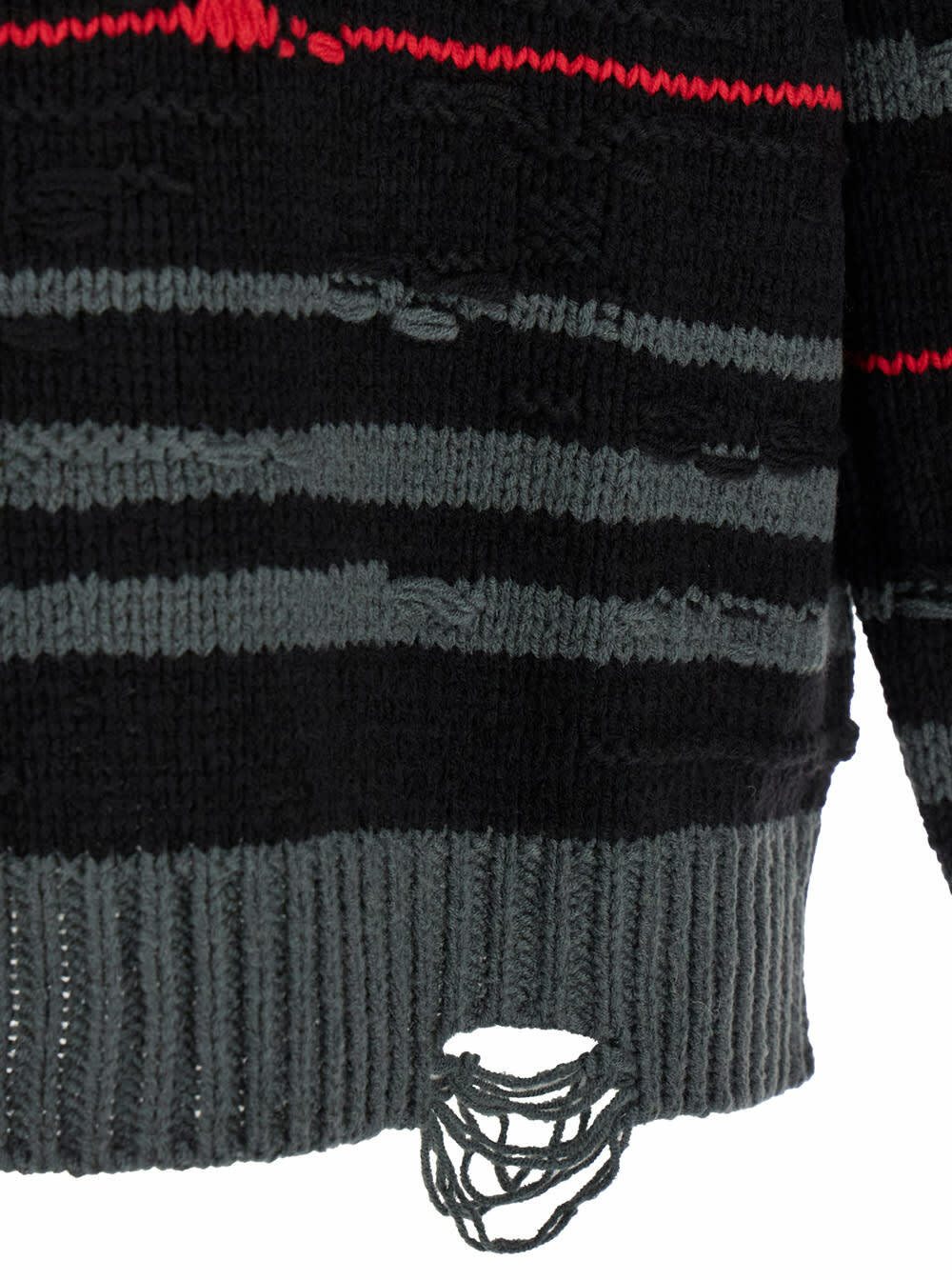 Juun.J Multicolor Striped Sweater With Used Effect In Wool Man