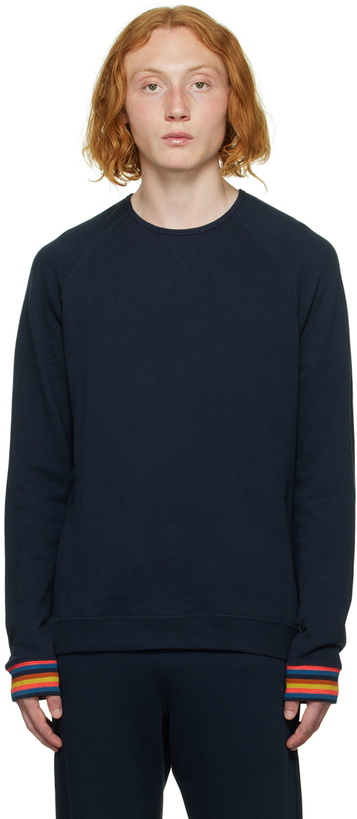 Photo: Paul Smith Navy Artist Stripe Sweatshirt