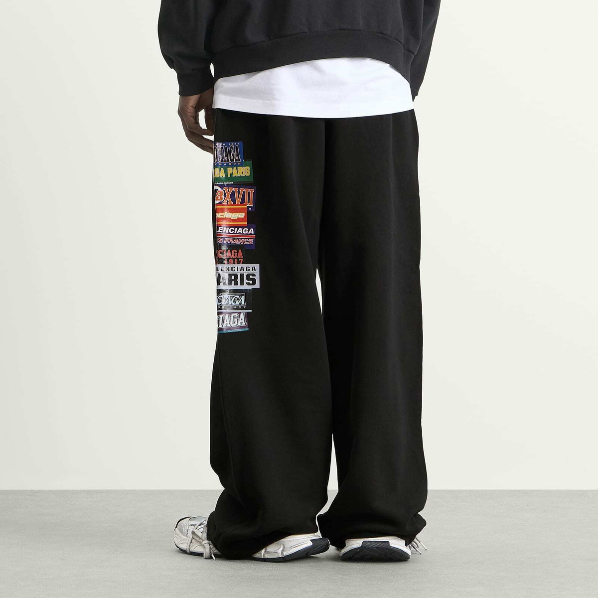 Balenciaga Men's Baggy Bumper Stickers Sweatpants in Black