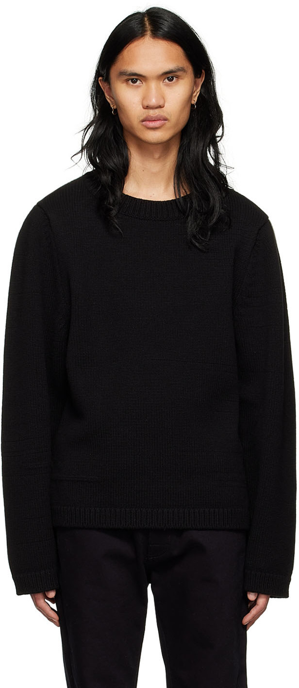 Raf Simons Black and Red Jacquard Loose Collar Sweater Raf