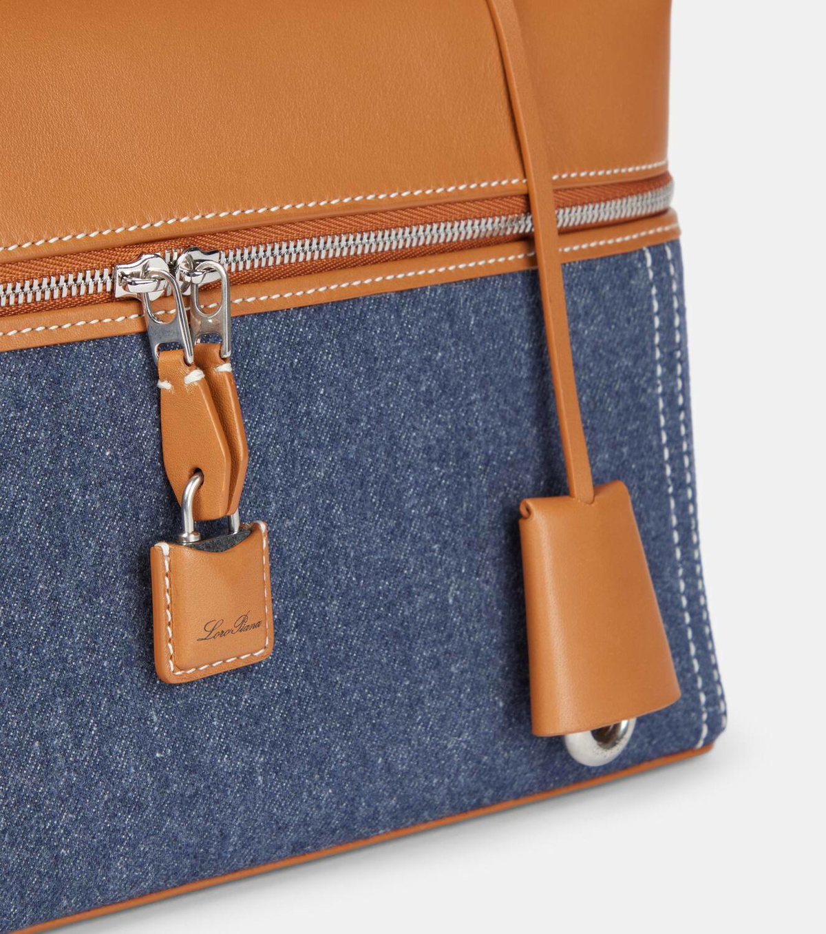 Loro Piana Leather-trimmed denim shoulder bag