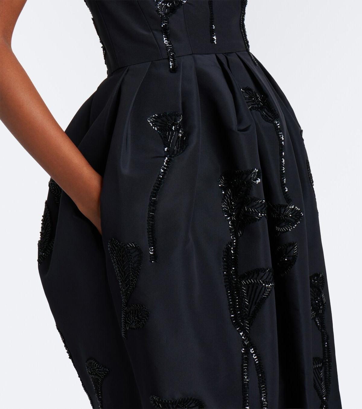 Carolina Herrera Embellished strapless silk bustier gown