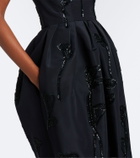Carolina Herrera Embellished strapless silk bustier gown