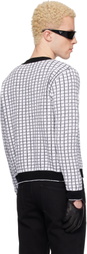 Ernest W. Baker White & Black Check Boucle Cardigan