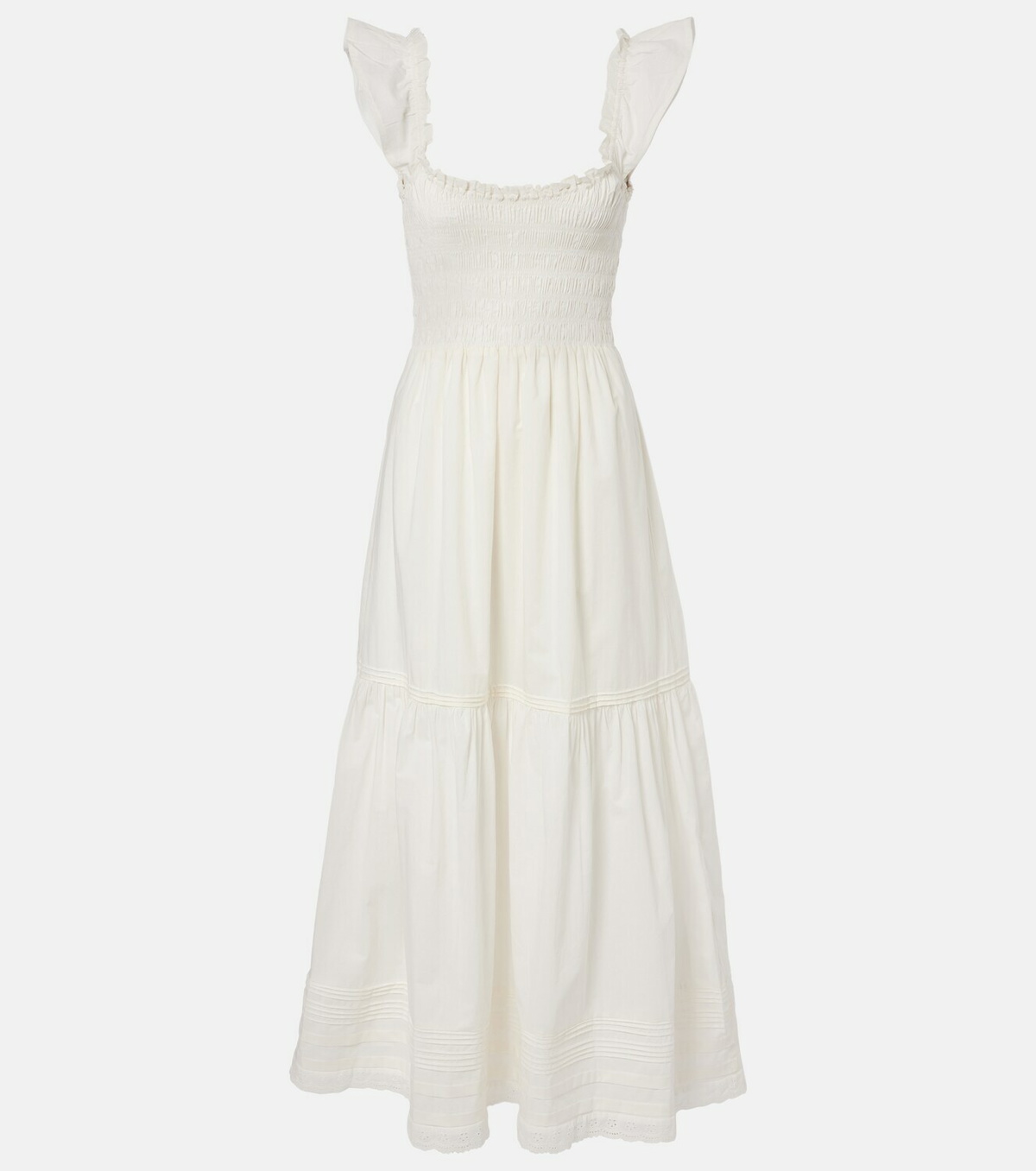 Faithfull Valentina shirred cotton maxi dress