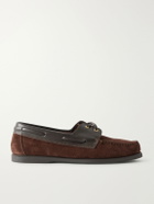 MORJAS - Leather-Trimmed Suede Boat Shoes - Brown