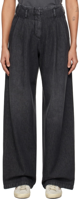 Photo: Golden Goose Gray Cotton Pleated Jeans