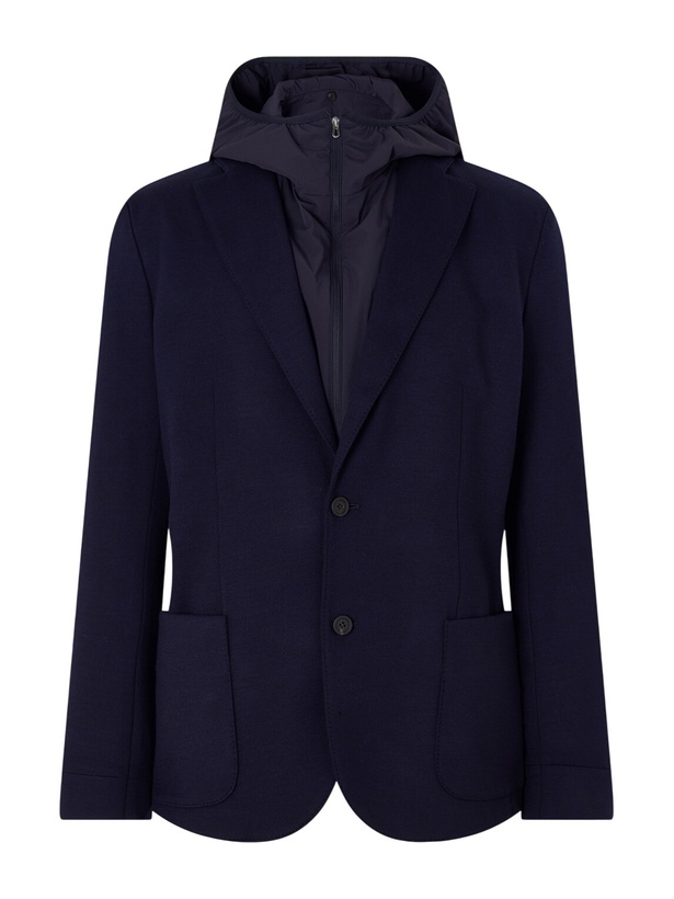 Photo: SEASE - Hodded Virgin Wool Blazer - Blue