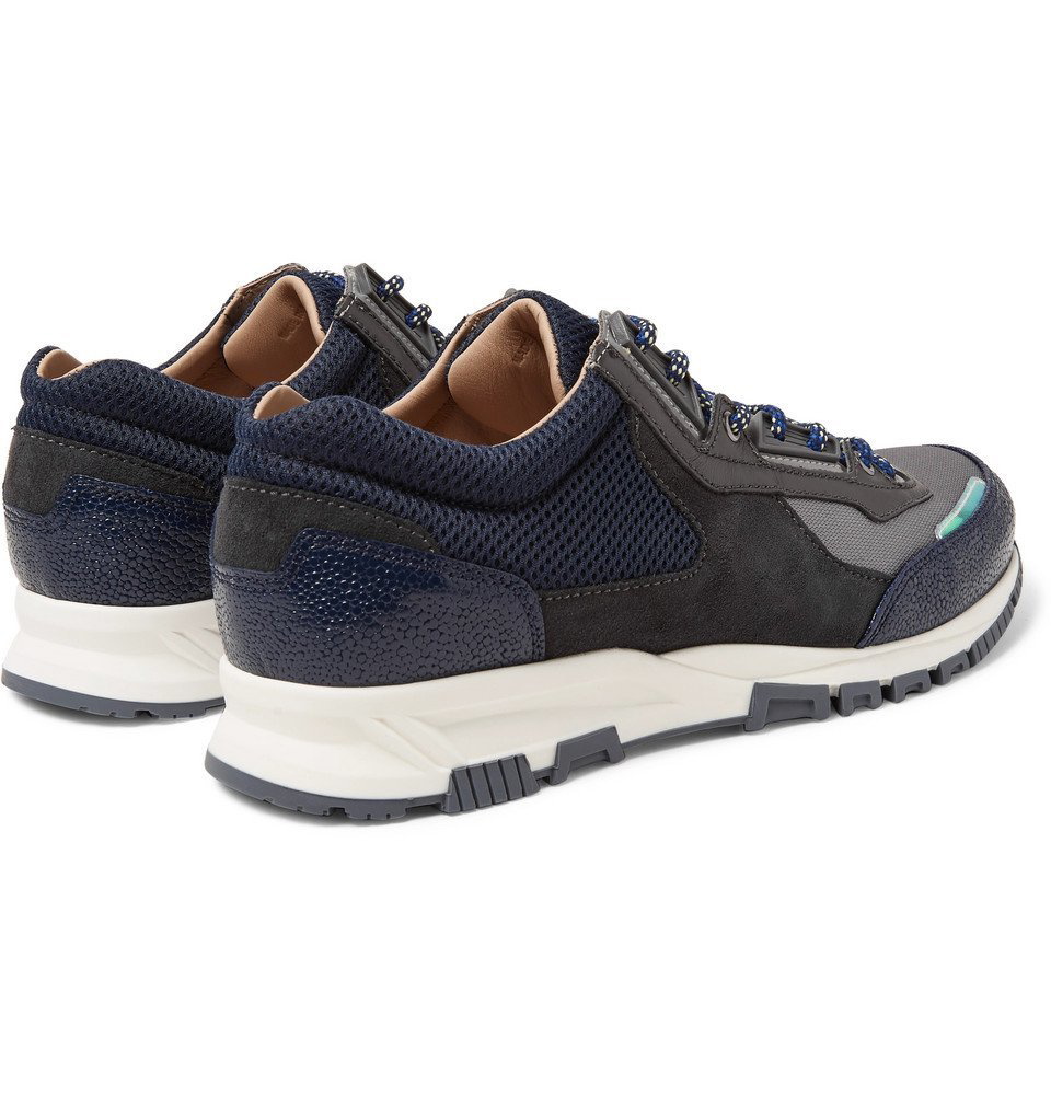 Mange Dinkarville Produktionscenter Lanvin - Mesh, Suede and Textured-Leather Sneakers - Men - Navy Lanvin