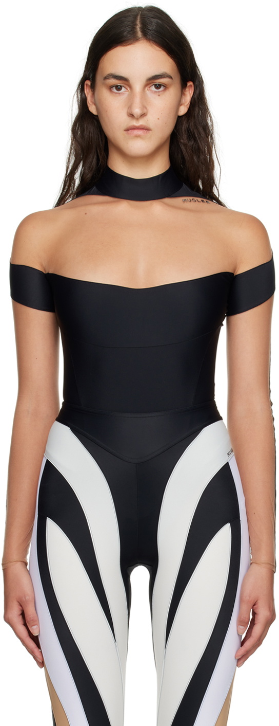 Mugler Black Paneled Bodysuit Mugler