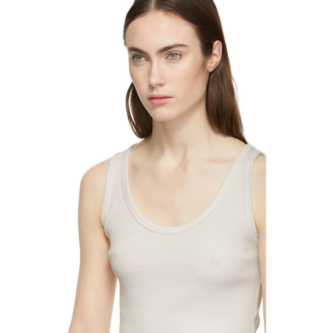 Amo Off-White Rib Crop Tank Top