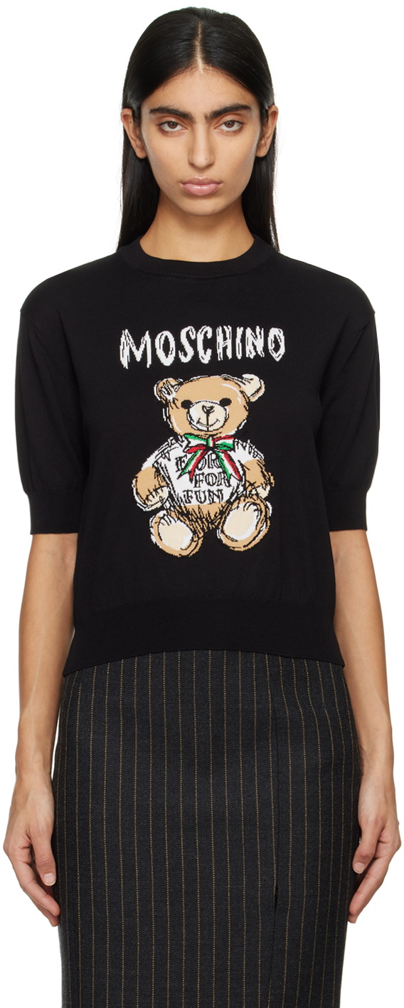 Moschino Black Drawn Teddy Bear Sweater Moschino