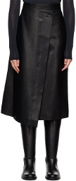 LVIR Black Wrap Faux-Leather Midi Skirt