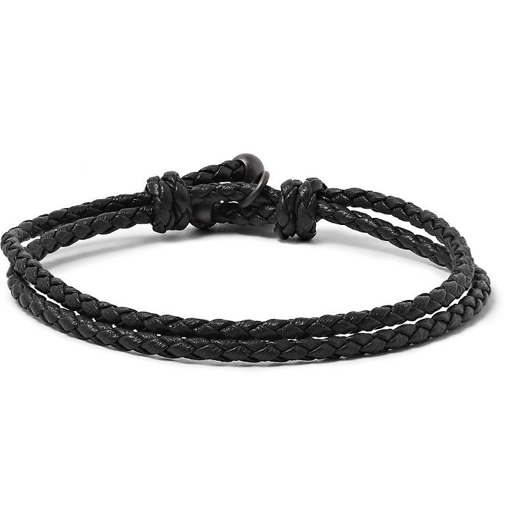 Photo: Bottega Veneta - Intrecciato Leather Wrap Bracelet - Black