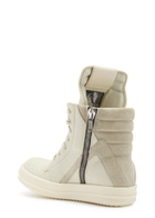 Rick Owens Geobasket Panelled Leather Sneakers White