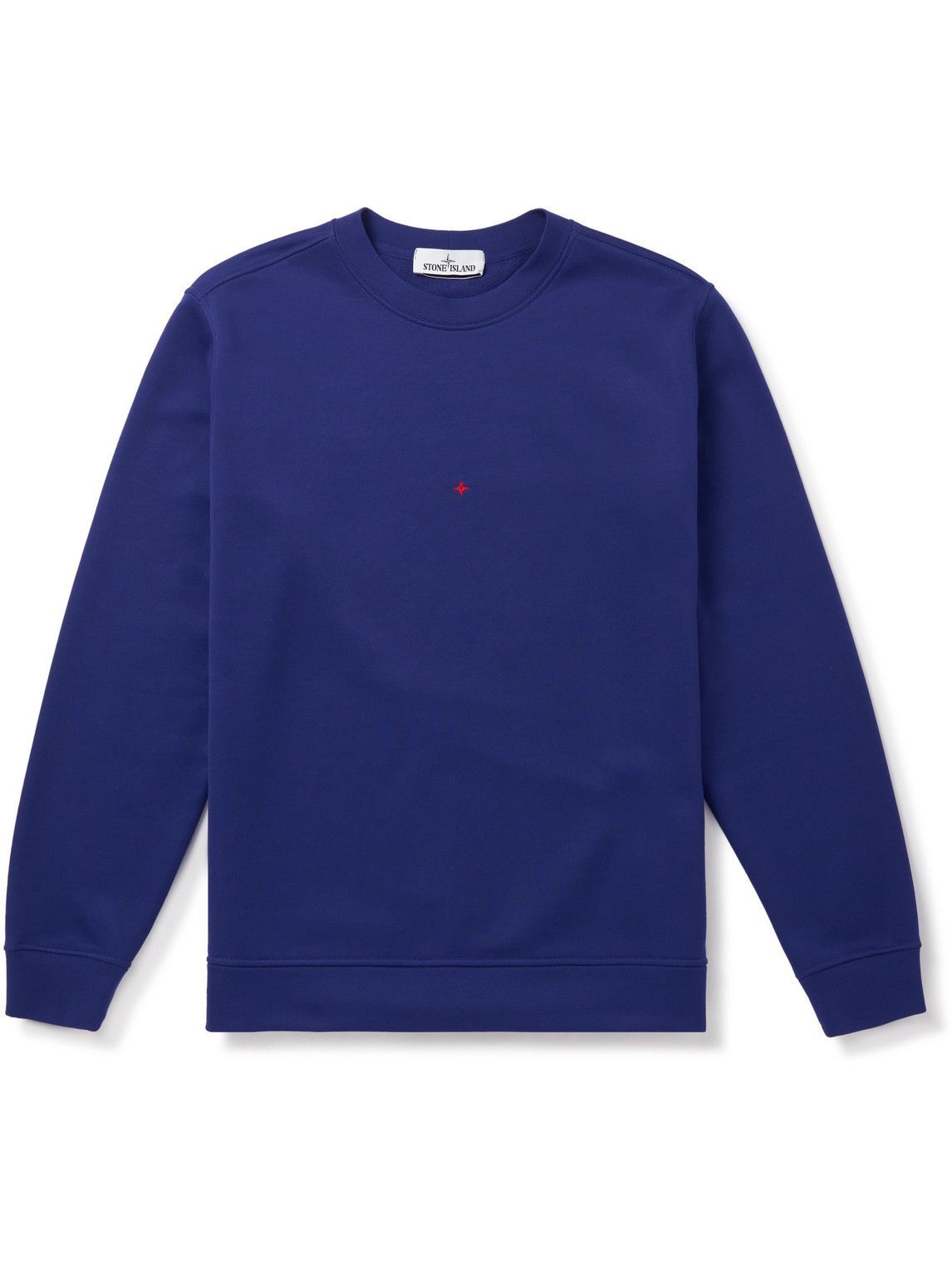 Stone Island Marina Cotton-Blend Jersey Sweatshirt Blue Stone