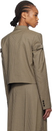 We11done Beige Checkered Belted Blazer