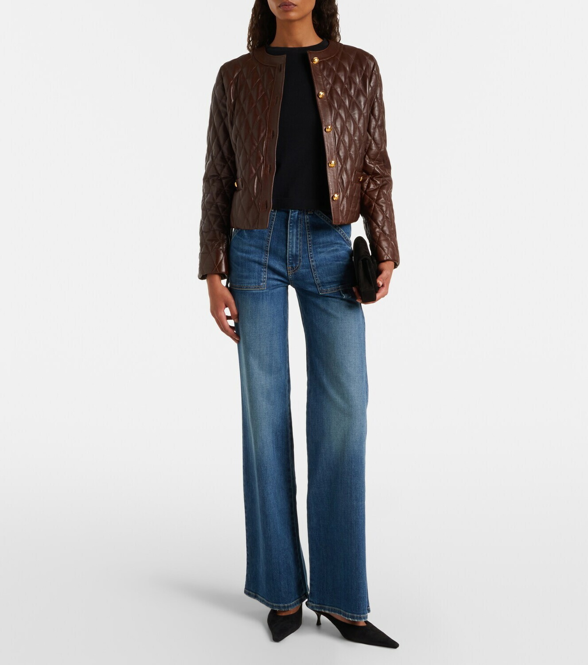 Nili Lotan Amy cropped quilted leather jacket