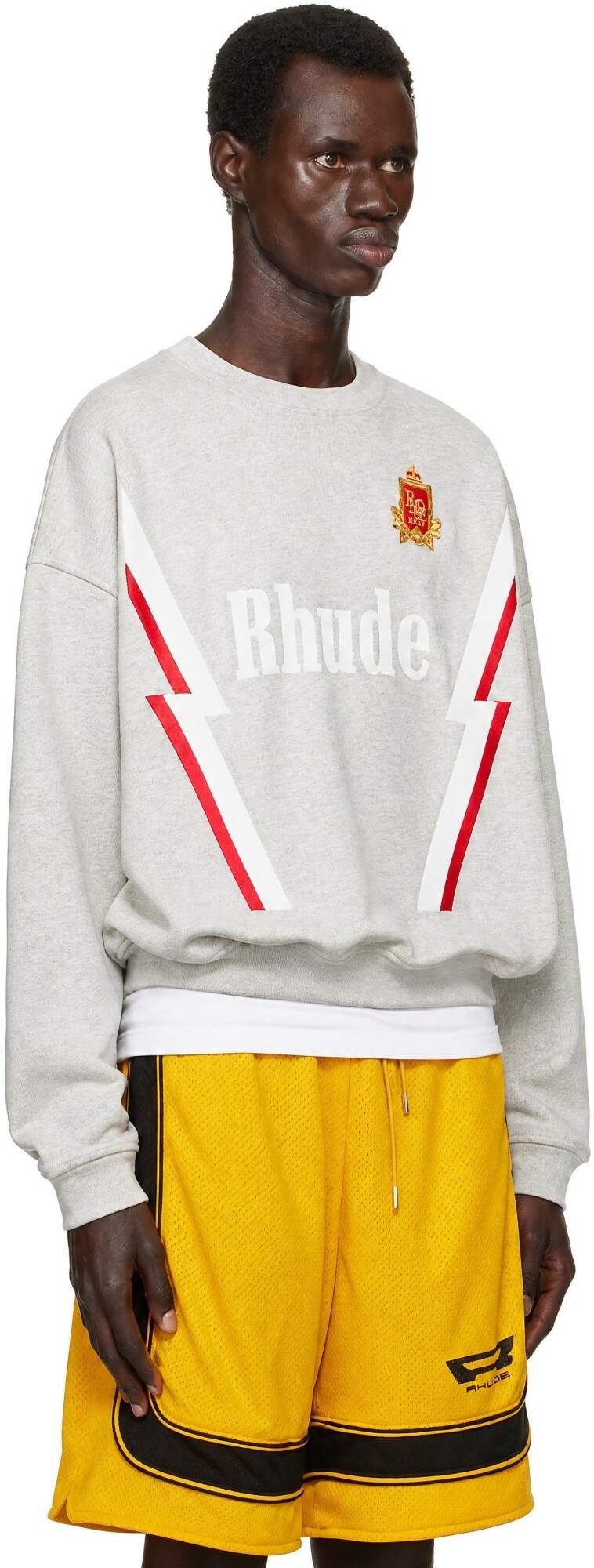 Rhude Gray Lightning Crewneck Sweatshirt