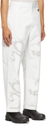 Xander Zhou White Dragon Trousers