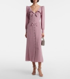 Alessandra Rich Polka-dot ruffled silk midi dress