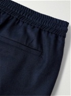 De Bonne Facture - Straight-Leg Wool-Flannel Drawstring Trousers - Blue