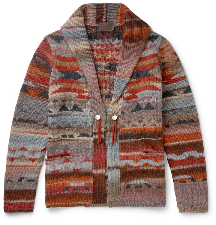 Photo: Altea - Virgin Wool-Blend Jacquard Cardigan - Red