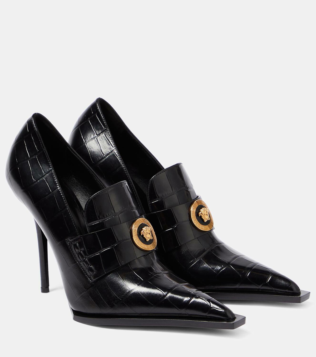 Versace Croc-effect patent leather pumps Versace