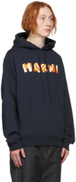 Marni Navy Graphic Logo Hoodie