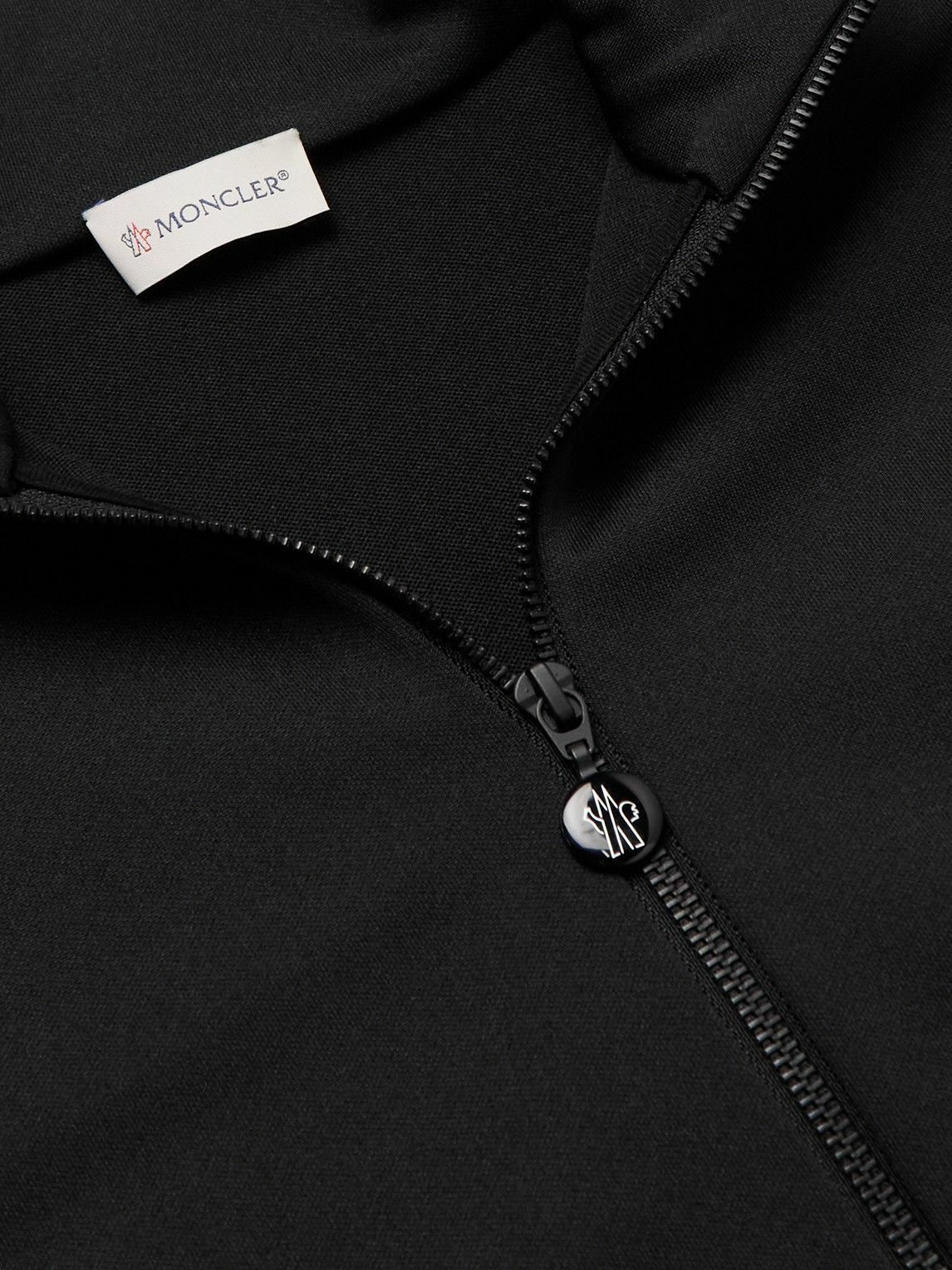 Moncler - Logo-Appliquéd Studded Grosgrain-Trimmed Jersey Zip-Up Moncler - Logo-Appliquéd Studded Grosgrain-Trimmed Jersey Zip-Up