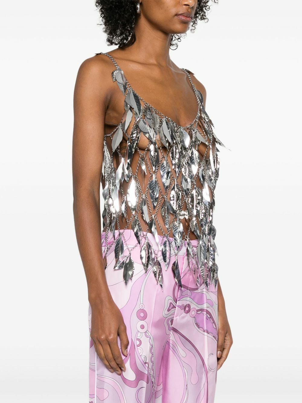 Rabanne Silver Disc-Embellished Top Paco Rabanne