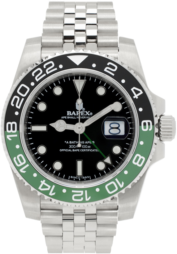 Photo: BAPE Silver & Green Type 2 Watch