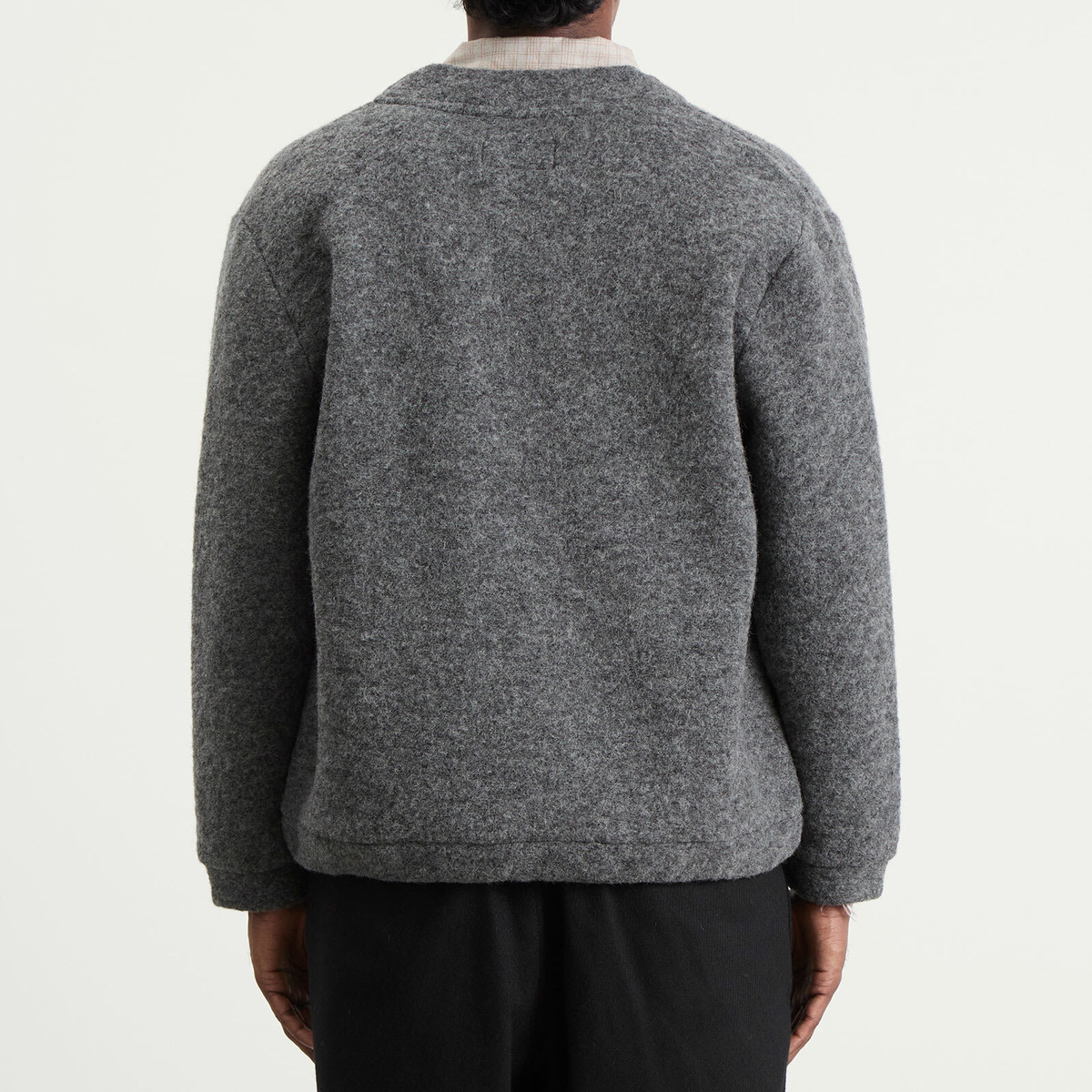 Universal Works Men's Wool Fleece Advance Cardigan in Grey Marl