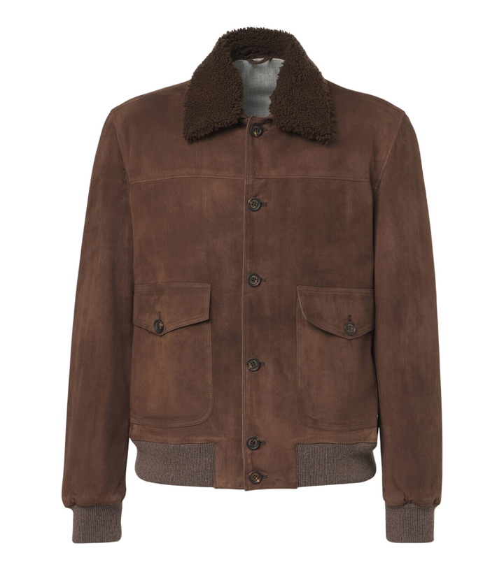 Photo: Eleventy Shearling-lined suede jacket