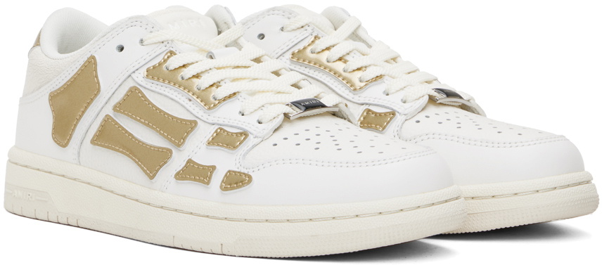 AMIRI White & Gold Metallic Skel Top Low Sneakers Amiri