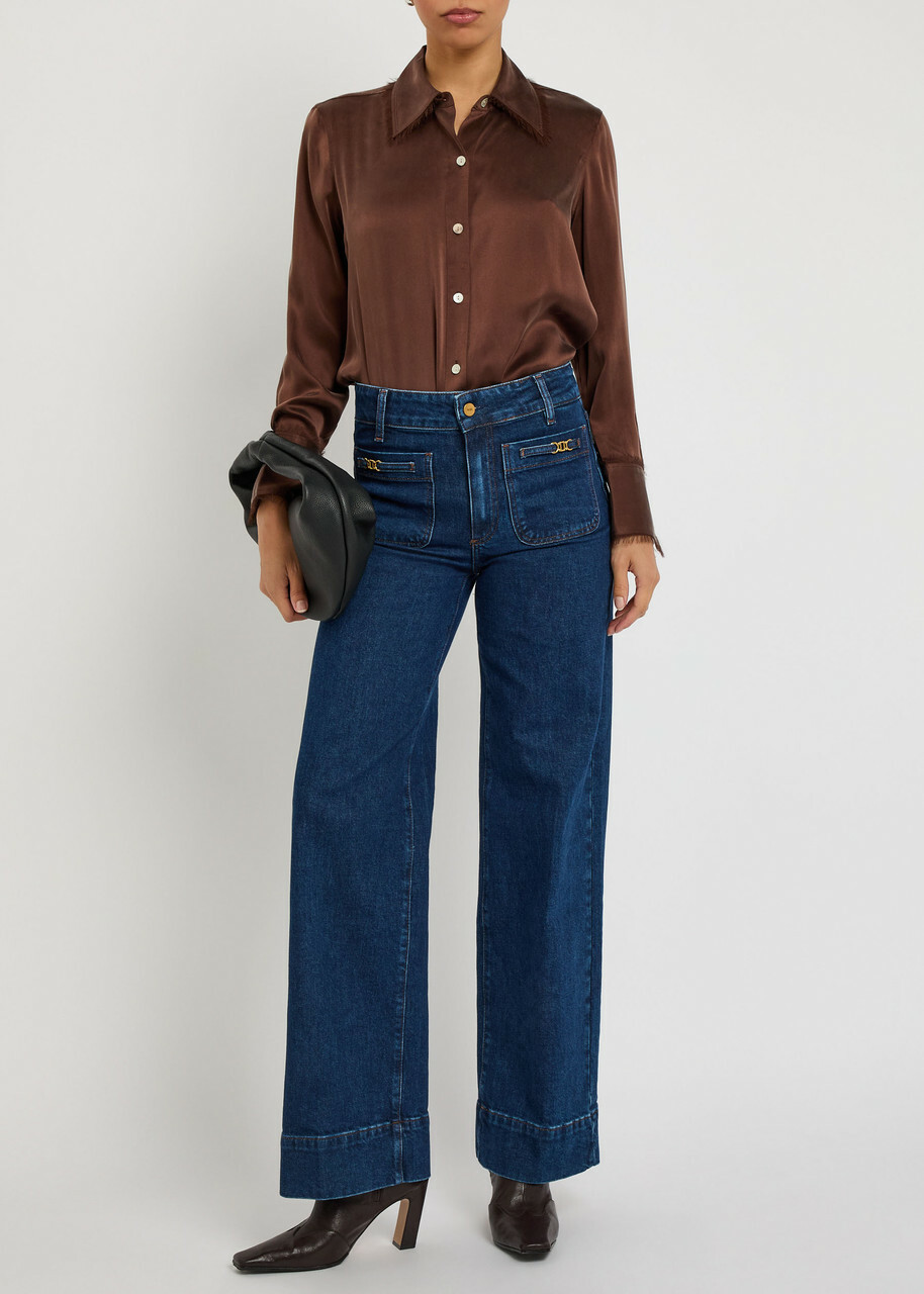 Paige Sasha Wide-leg Jeans Dark Blue