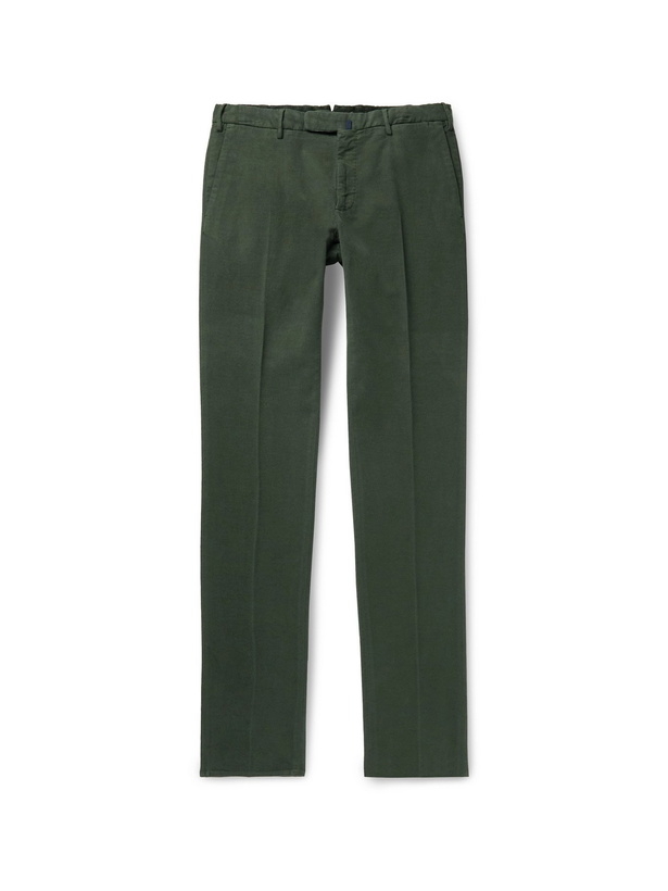 Photo: INCOTEX - Slim-Fit Stretch-Cotton Moleskin Trousers - Green