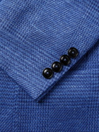Peter Millar - Holden Slim-Fit Checked Wool, Silk and Linen-Blend Blazer - Blue