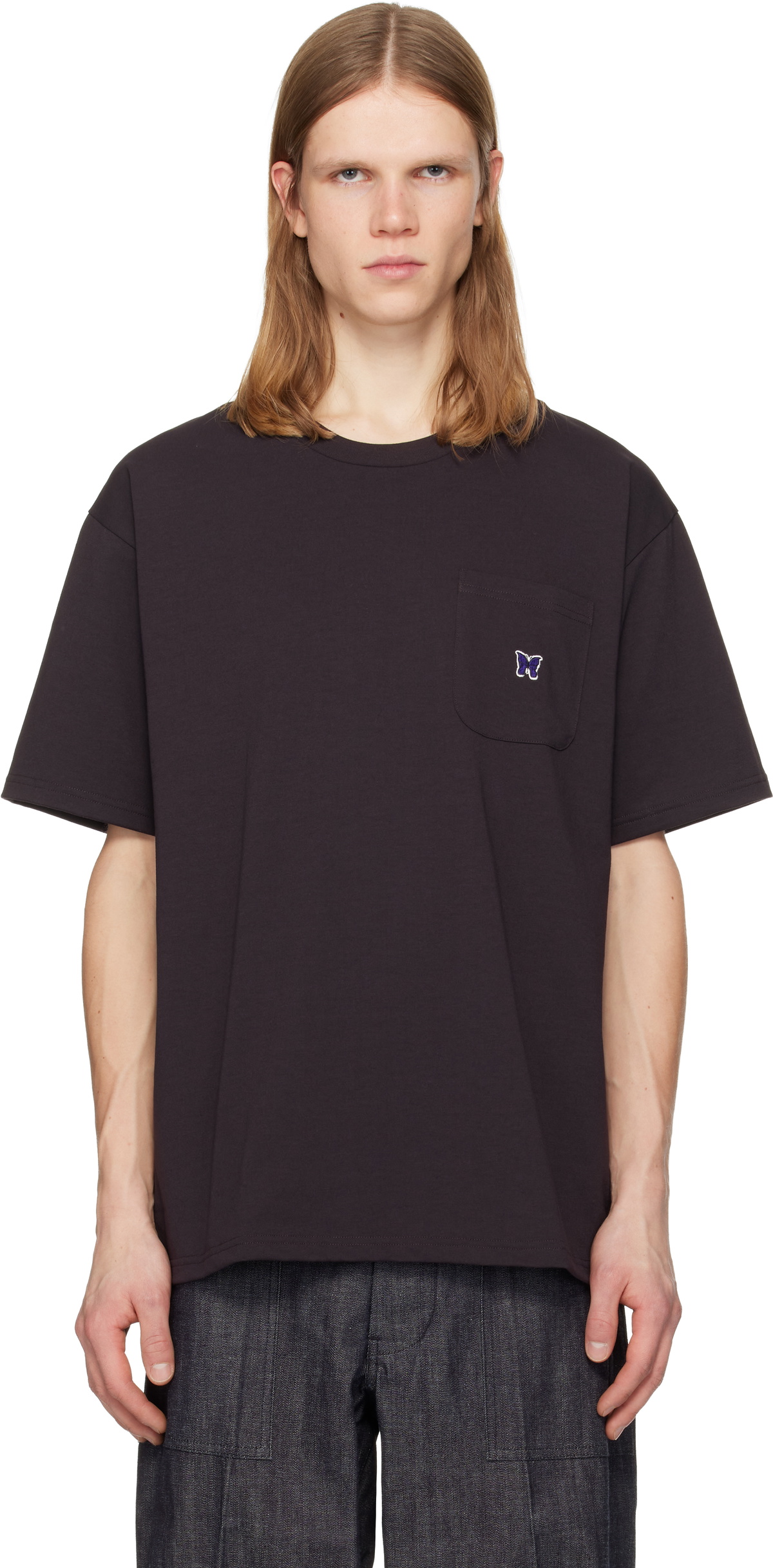 NEEDLES Purple & Black Cotton Stripe T-shirt Needles
