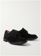 Tricker's - Daniel Leather-Trimmed Suede Derby Shoes - Black